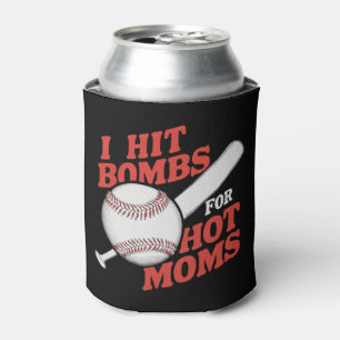 Funny Retro Baseball I Hit Bombs For Hot Moms Can Cooler