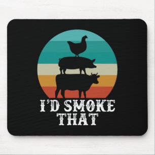 Funny Retro Bbq Party Smoker Chef Dad Gift I’d Smo Mouse Pad