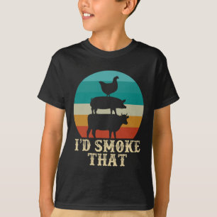 Funny Retro Bbq Party Smoker Chef Dad Gift I’d Smo T-Shirt