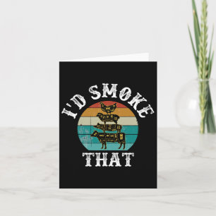 Funny Retro Bbq Party Smoker Chef Dad Gifts - I'd Card