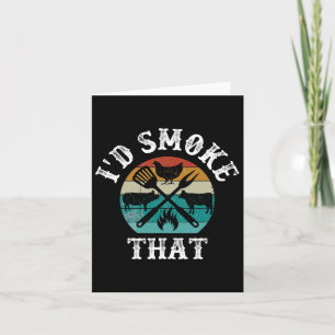 Funny Retro Bbq Party Smoker Chef Dad Gifts - I'd  Card