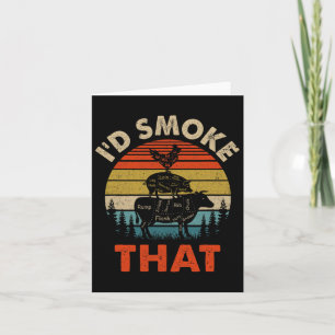 Funny Retro Bbq Party Smoker Chef Dad I'd Smoke Th Card