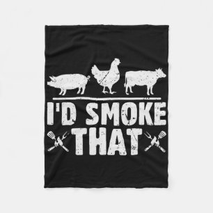 Funny Retro Bbq Party Smoker Chef Dad I'd Smoke Th Fleece Blanket