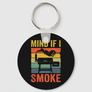 Funny Retro Bbq Party Smoker Chef Dad Mind If I Sm Keychain