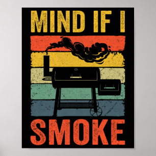 Funny Retro Bbq Party Smoker Chef Dad Mind If I Sm Poster