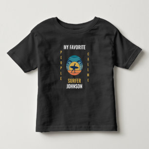 Funny retro beach surfing text quote template todd toddler t-shirt