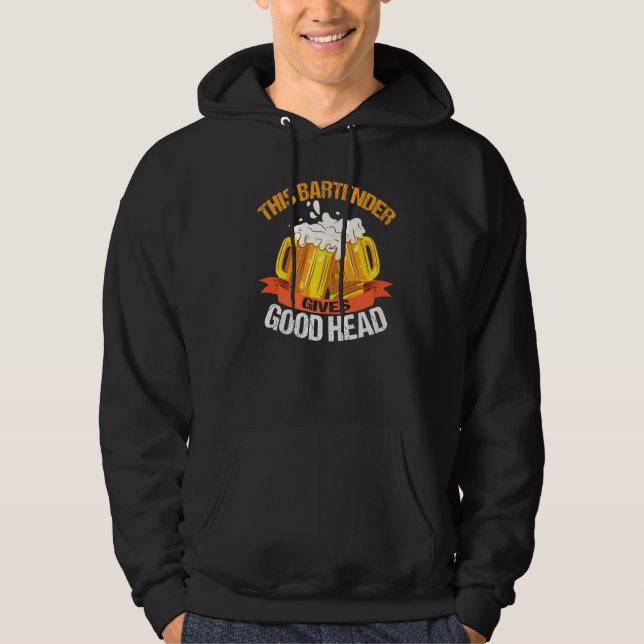 Funny Retro Beer Drinking This Bartender Gives Goo Hoodie (Front)