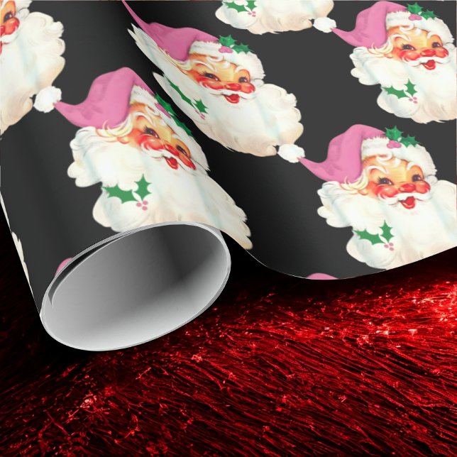 Funny Retro Black Santa Claus Face Christmas gift Wrapping Paper (Creator Uploaded)