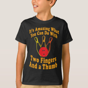 Funny Retro Bowling Ll - Two Fingers And A Thumb  T-Shirt