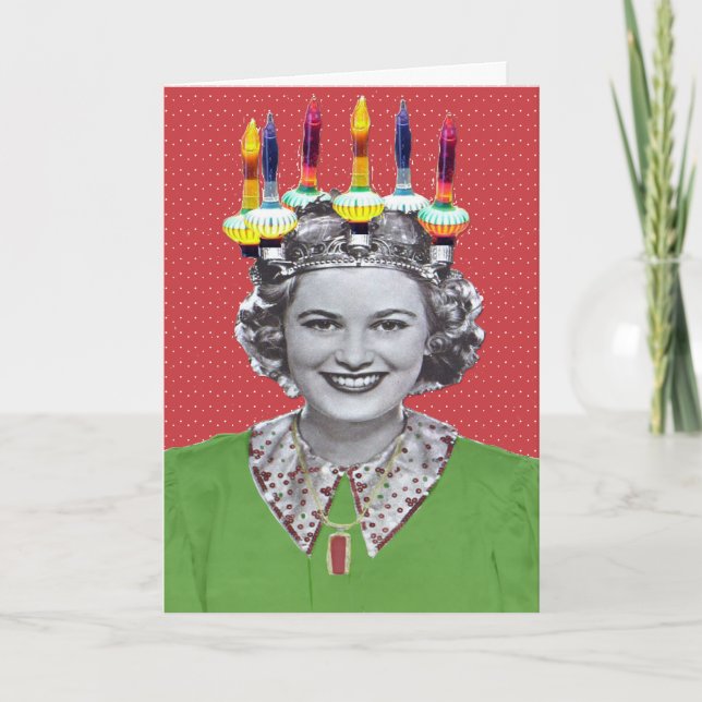 Funny Retro Bubble Lights Christmas Card (Front)