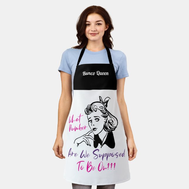Funny Retro Bunco Queen Monogram Apron (Worn)