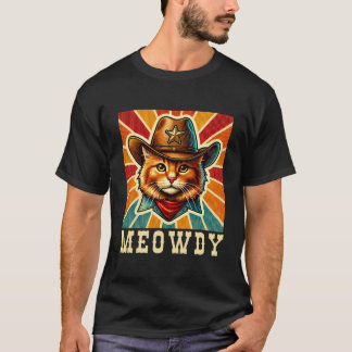 Funny Retro Cat Lover Vintage Meme Meowdy Partner T-Shirt