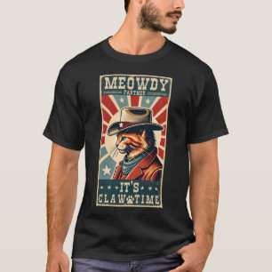 Funny Retro Cat Lover Vintage Meme Meowdy Partner T-Shirt