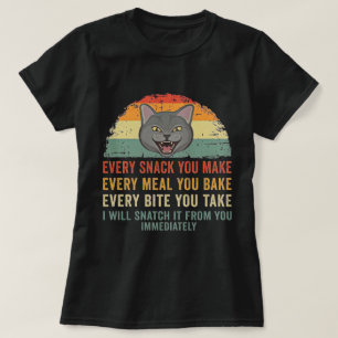 Funny Retro Cat Snack Thief Parody Art T-Shirt