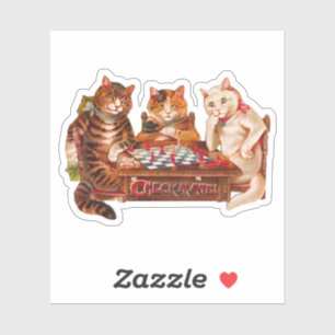 Funny Retro Cats Checkmate Playing Chess 1903