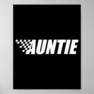 Funny Retro Chequered Auntie Black White Race Poster