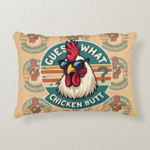  Funny Retro Chicken Butt Joke Design Accent Pillow