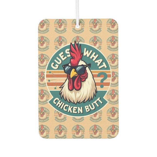  Funny Retro Chicken Butt Joke Design Air Freshener (Front)
