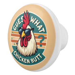  Funny Retro Chicken Butt Joke Design Ceramic Knob
