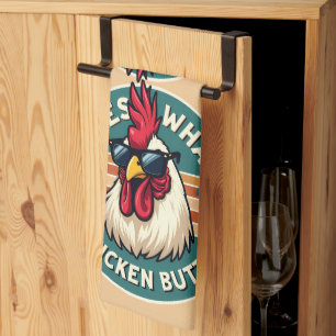  Funny Retro Chicken Butt Joke Design Kitchen Towel