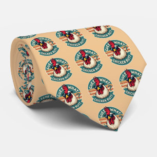  Funny Retro Chicken Butt Joke Design Tie