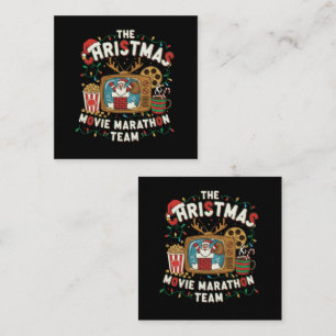 Funny Retro Christmas Movie Marathon Team Holiday Square Business Card