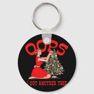 Funny Retro Christmas Oops I Got Another Tree Keychain