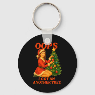 Funny Retro Christmas Oops I Got Another Tree  Keychain
