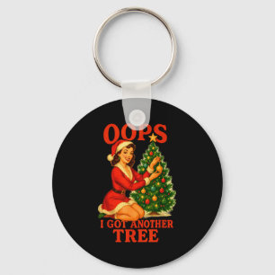 Funny Retro Christmas Oops I Got Another Tree Keychain