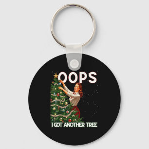 Funny Retro Christmas Oops I Got Another Tree Keychain