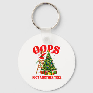 Funny Retro Christmas Oops I Got Another Tree Prem Keychain