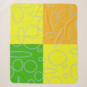 Funny Retro Circles Loops Quad Yellow Green Orange Sherpa Blanket