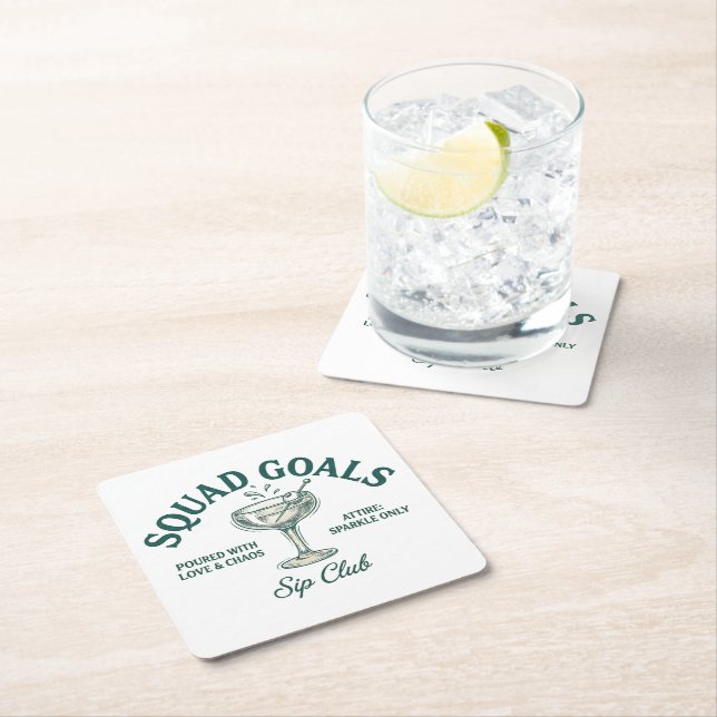 Funny Retro Cocktail Party Design Square Paper Coaster (Insitu)