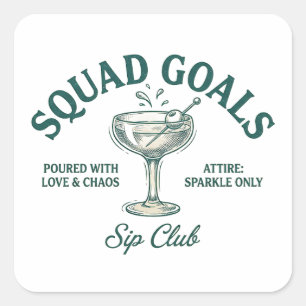 Funny Retro Cocktail Party Design Square Sticker