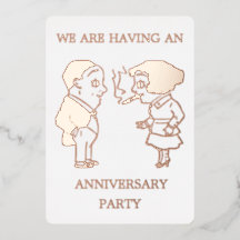 Funny Retro Couple Foil Anniversary Party
