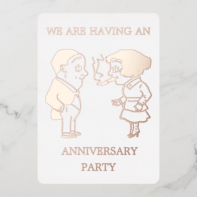 Funny Retro Couple Foil Anniversary Party  (Front)