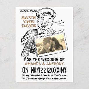 Funny retro custom photo save the date invitation postcard