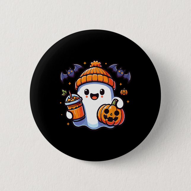 Funny Retro Cute Halloween Ghost Pumpkin Ghost Hal 2 Inch Round Button (Front)