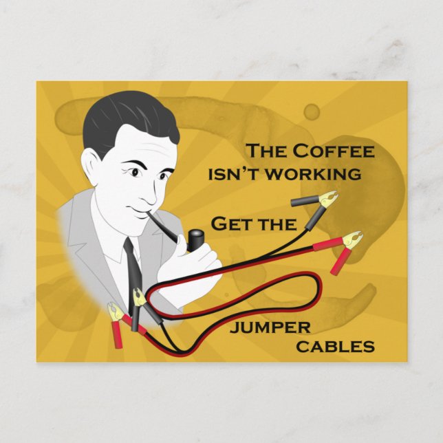 Funny Retro Dad Coffee Postcard (Front)