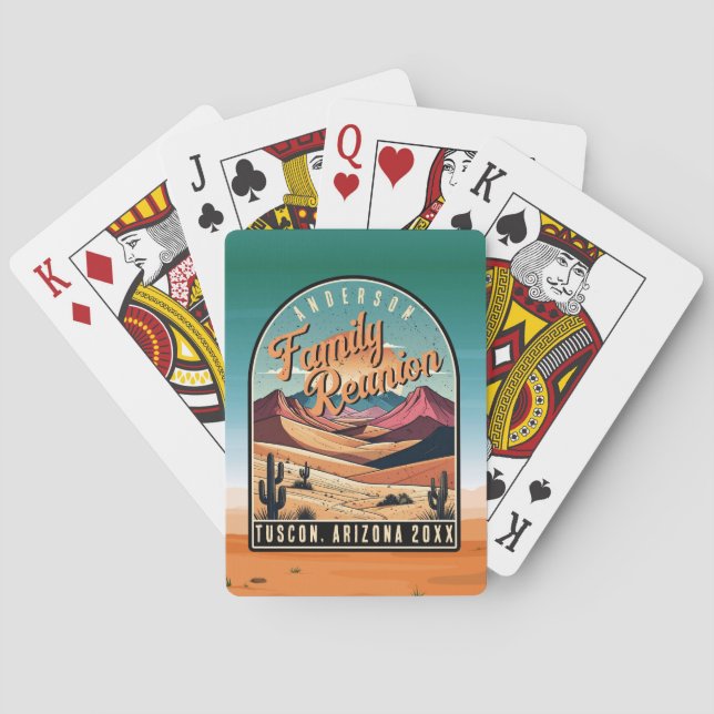 Funny Retro Desert Family Reunion ID1134 Playing Cards (Back)