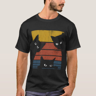 Funny Retro Desi Three Cats Vintage Black Animals T-Shirt