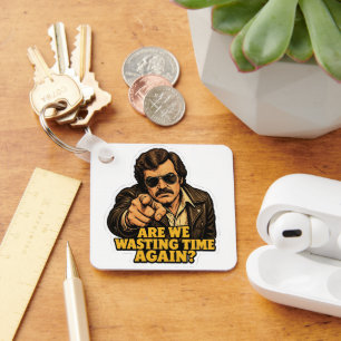 Funny Retro Detective  Wasting Time Office Meme Keychain