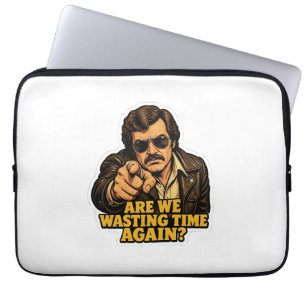 Funny Retro Detective Wasting Time Office Meme Laptop Sleeve