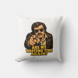 Funny Retro Detective Wasting Time Office Meme Throw Pillow