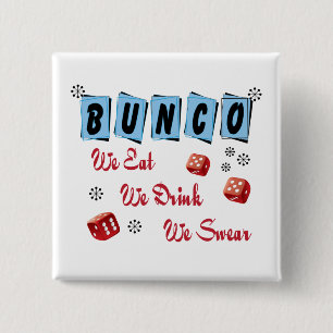 Funny Retro Dice Girls Night Out Bunco  2 Inch Square Button