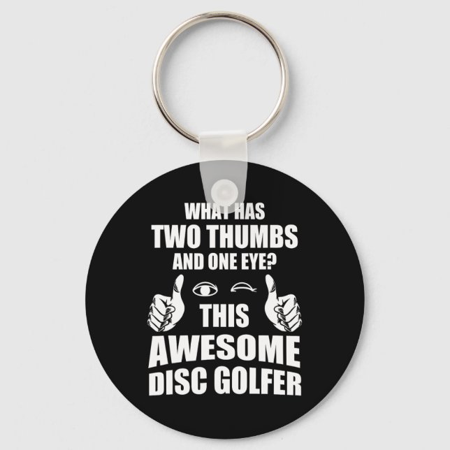 Funny Retro Disc And Disc Golf Ultimate Frisbee Pl Keychain (Front)