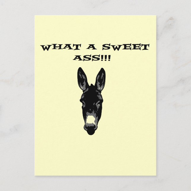 Funny Retro Donkey SweetAss Postcard (Front)