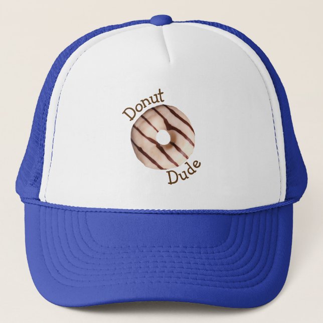 Funny Retro Doughnut Dude Trucker Hat (Front)
