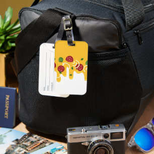 Funny Retro Dripping Pizza Cheese Keto Party Luggage Tag