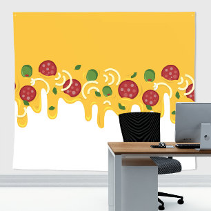 Funny Retro Dripping Pizza Cheese Keto Party Tapestry